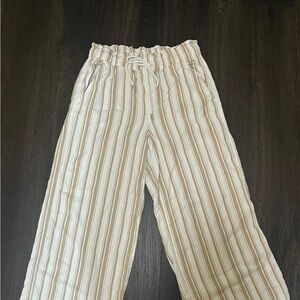 LOFT White and Tan Striped Pants